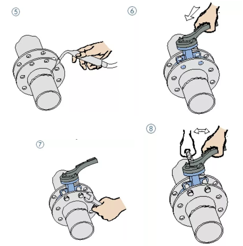 對夾式蝶閥安裝示意圖 對夾式蝶閥安裝示意圖